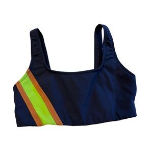 Tory Sport Athletic Sports Bra XS Neon Stripe Logo Activewear